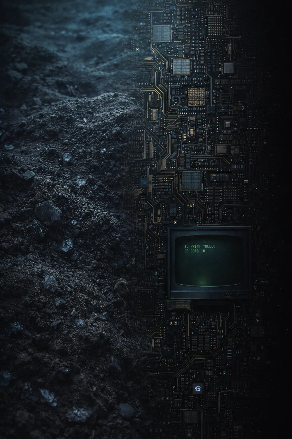 Microchips emerging from sand — we taught sand to think